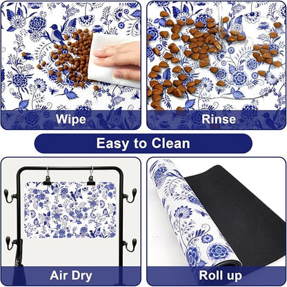 Dog Food Mats for Floors Waterproof Mat for Cat Food and Water Bowls - Absorbent Quick Dry Non Slip Mat for Pet Feeding