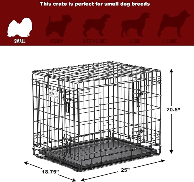 MidWest Homes for Pets Ultima Pro Heavy-Duty 24-Inch Dog Crate, Ultra-Strong Steel Double Door Pet Cage for Small Breeds, Accessories Included