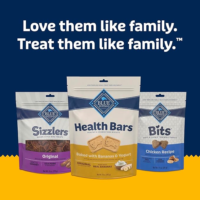 Blue Buffalo Health Bars Crunchy Dog Biscuits, Oven-Baked Dog Treats Made with Natural Ingredients, Bananas & Yogurt, 16-oz Bag