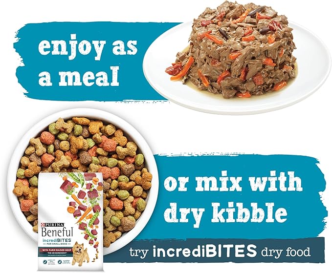 Beneful Purina Small Breed Wet Dog Food with Gravy, IncrediBites with Real Beef - (16 Packs of 3) 3 oz. Cans