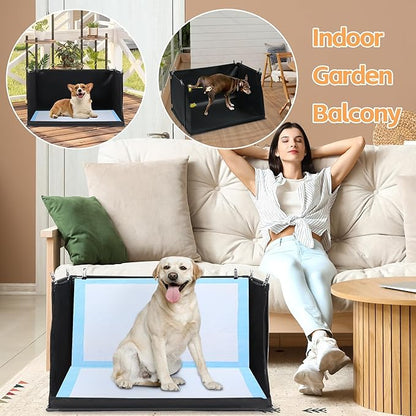 HOMBYS Dog Pee Pad Holder with High Walls, No-Spill Indoor Potty for Large Dogs, Foldable Puppy Litter Box, Patent Pending (33.8" L x 28" W x 17.7" H)