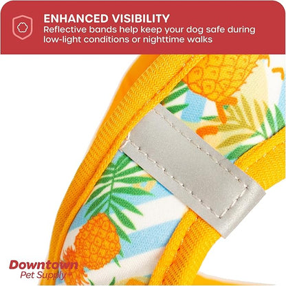 Downtown Pet Supply Step-in Dog Harness – No Pull, Adjustable Padded Mesh with Reflective Trim, Secure Buckle Strap – Comfortable & Breathable Small Dog Harness, X-Small, Pineapple