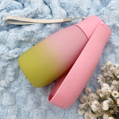 Dog Water Bottle Portable - Food Grade Material BPA Free, 19Oz Leak Proof Pet Water Bowl Dispenser, Travel Puppy Accessories for Outdoor Walking Camping, Dogs Birthday Gifts (Pink&Green)