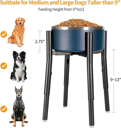 PROERR Dog Bowl Stand,Adjustable Tall Dog Food and Water Bowl Stand 8-12" Width 4 Heights,Durable Metal Elevated Dogs Bowl Holder for Medium and Large Dogs (Adjustable Wide 8-12" Heights 16")