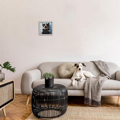 Stupell Industries Funny Boston Terrier Dog Jail Convicted Police, Design by Lucia Heffernan