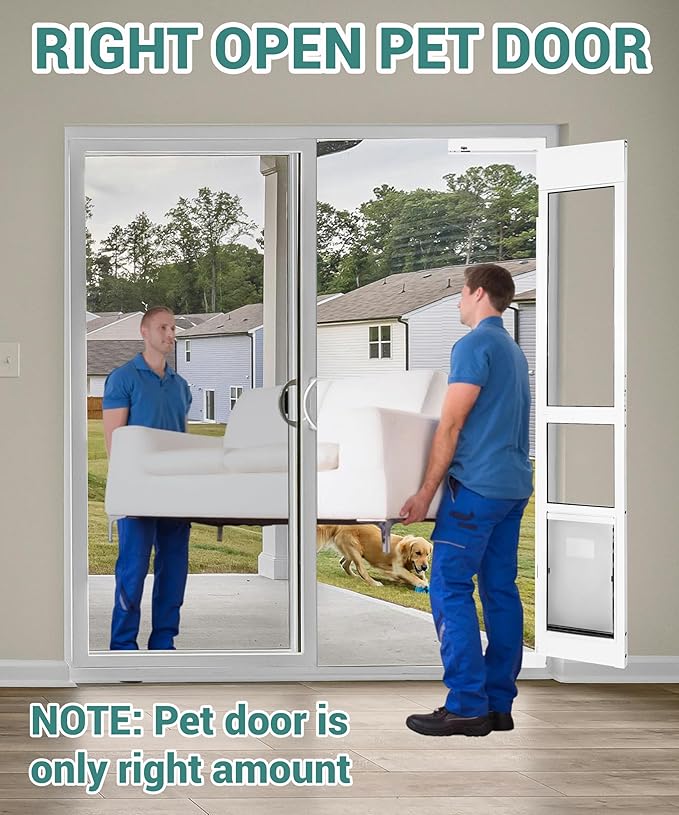 Large Dog Door for Sliding Glass Door - Right Open Amount from Inside - Overall Size: 81 3/4 Inch x 16 1/8 inch, Flap Size: 11.5"(W) x 16.5"(H)