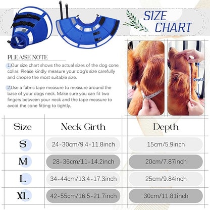 Dora Bridal Dog Cone Collar for Large Dogs After Surgery, Soft Comfy Recovery Pet Cone Alternative, Adjustable Elizabethan Collar for Dogs to Stop Licking, Blue, L