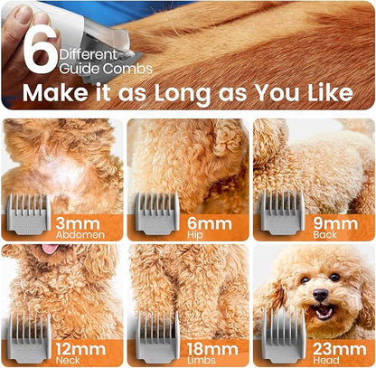 oneisall Dog Grooming Vacuum, Pet Grooming Vacuum with Clipper Nail Grinder, 1.5L Dust Cup Dog deshedding Vacuum Brush with 7 Tools for Shedding Pet Hair, Home Cleaning（Grey）