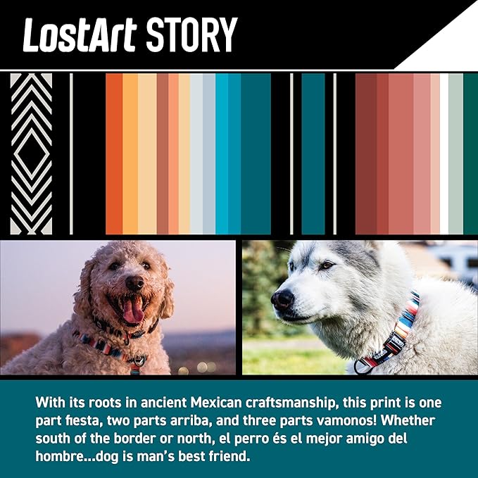 Wolfgang Heavy Duty Adjustable Dog Harness, Pull-Tested to Over 800 lbs for Walking & Training, LostArt Print, Large
