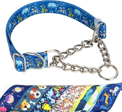 Choke Collar for Dogs - Cartoon Dog Adjustable Training Slip Collar with Chain, Anti Pull Design for Medium & Large Dogs(X-Large)