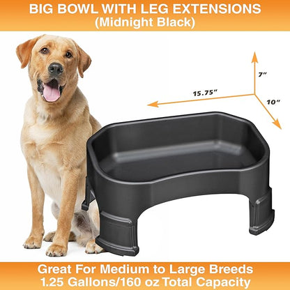 Neater Pet Brands Extra Large Water Bowl for Dogs, Elevated Outdoor Dog Water Bowl (1.25 Gallon XL Capacity), Big Trough Style Food Dish for Indoors or Outside, No Spill Large Dog Bowls, Black