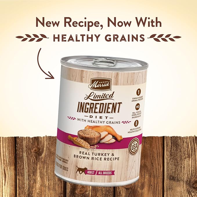 Merrick Limited Ingredient Diet with Healthy Grains Canned Wet Dog Food Turkey & Brown Rice Recipe - 12.7 oz Can