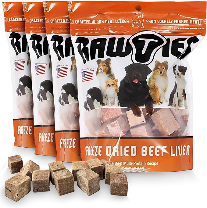 Premium Freeze-Dried Raw Beef Liver for Dogs – 100% USA-Sourced Raw Meat Dog Food – Grain-Free, No Fillers, High Protein Nutrition for Small & Large Breeds, 4 Pack