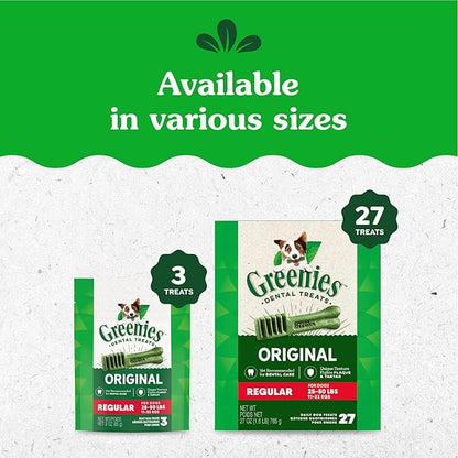 Greenies Veterinarian-Recommended Adult Natural Dental Dog Treats Regular Size, Dog Dental Chews, Original Flavor, 54 oz. Pack, 54 Count