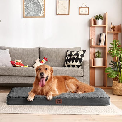 EHEYCIGA Orthopedic XL Dog Beds for Extra Large Dogs with Removable Washable Cover, Grey, 44x32