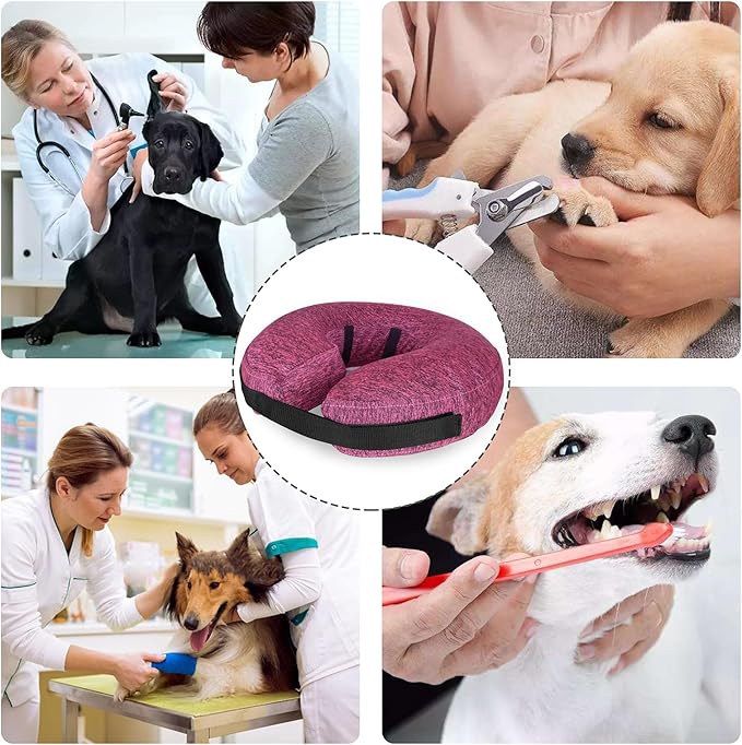 MIDOG Dog Cone - Inflatable Soft Donut Collar Alternative for Dogs After Surgery, Protective Recovery Collar Prevents Licking, Comfortable E-Collar Alternative for Small Medium Large Dogs (Rose, XL)