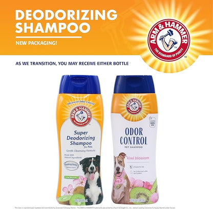 Arm & Hammer Deodorizing Dog Shampoo with Baking Soda for Odor Control, Tearless Moisturizing Formula for Sensitive Skin, Fresh Kiwi Blossom Scent, Safe for Dogs and Puppies, 20 Fl Oz - 2 Pack