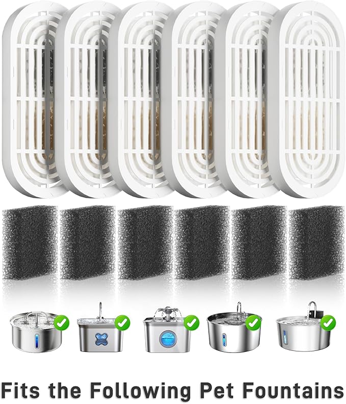 Dog Water Fountain for Large Dogs, 7L/1.8Gal 4200mAh Cordless Dog Water Dispenser, Stainless Steel Automatic Pet Water Fountain (6 Set Filters for 7L Dog Fountain)