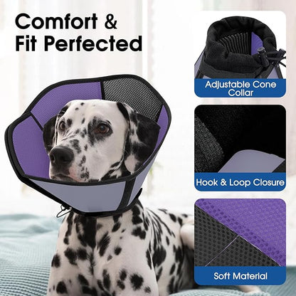 Cone for Dogs, Soft Dog Cone for Medium Large Dogs, Dog Cones Collar After Surgery to Stop Licking, Adjustable Pet Cones Alternative with Double-Layer Design, Black L