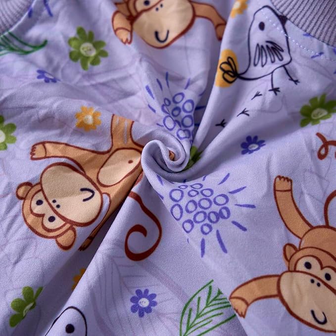 PetWarm Recovery Suit for Dogs, Dog Surgical Recovery Suit Female and Male, Dog Onesie for Surgery, Anti-Licking Dog Surgery Recovery Suit, Monkey Pattern, Grey, XS