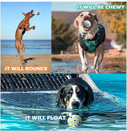 CAISHOW 2Pack Dog Ball Squeak Toys Indestructible Dog Ball Float On Water Fetch Bouncy Durable Solid Rubber Ball for Puppy Small and Medium Dogs Playing Toys