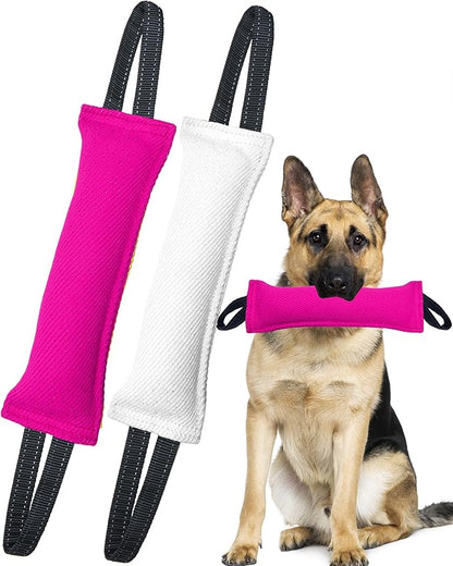 Clysoru Dog Tug Toy Double Pack Tough Jute Bite Pillow Training Equipment Puppy to Large Dogs Interactive