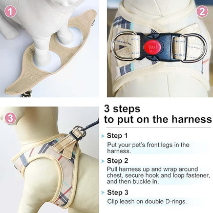 Dog Harness Step-in Breathable Puppy Cat Dog Vest Harnesses for Small Medium Dogs