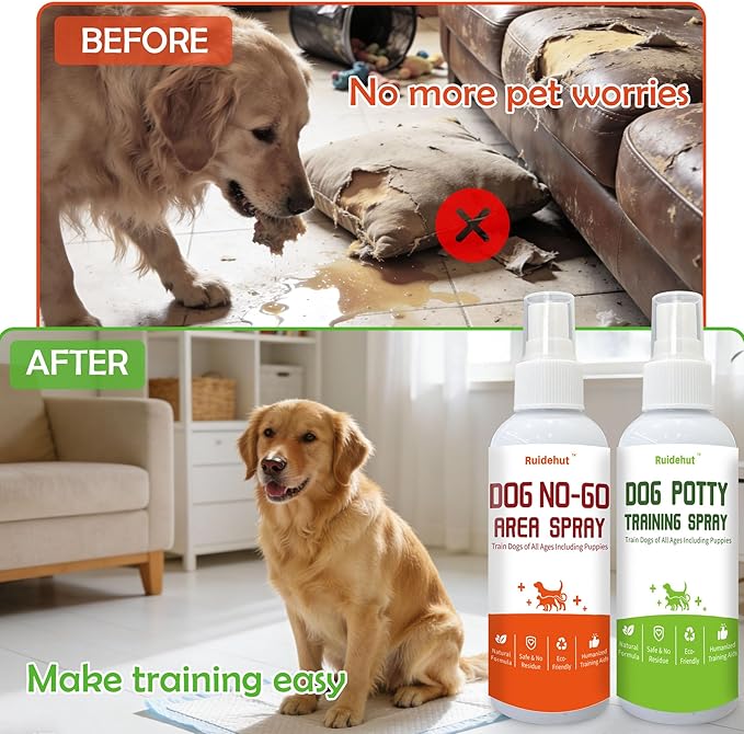 Dog Potty Training Spray & NO-GO Area Spray, Puppy Pee Spray, 8 Fl Oz Large Size, Ideal for Large Dogs and Multi-Dog Households