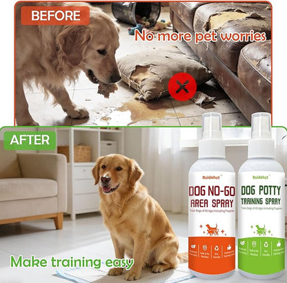Dog Potty Training Spray & NO-GO Area Spray, Safe & Effective Puppy Pee Spray, Helps Train Puppies & Dogs Where to Potty, Indoor and Outdoor House Training Tool, 3.38 Fl Oz Each