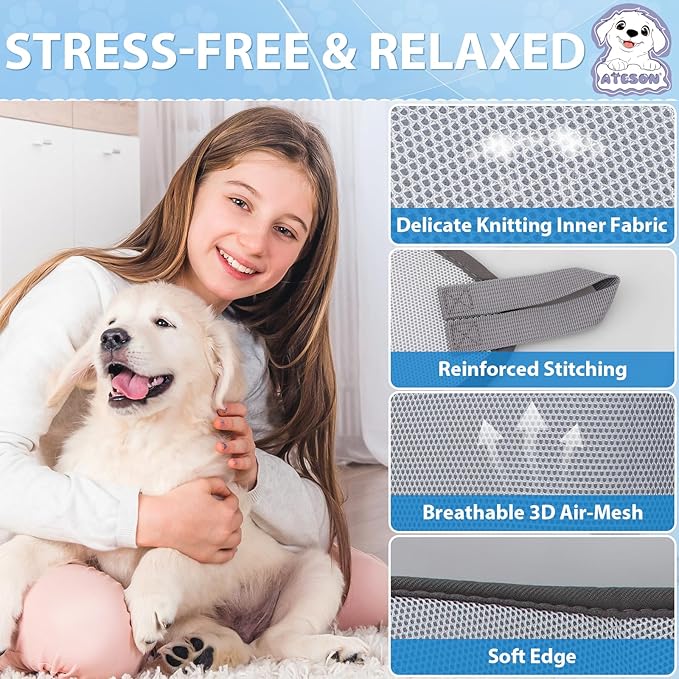 ATESON Pet Grooming Hammock Harness for Small Dogs & Cats Nail Trimming, Dog Sling for Cutting Nails, Dog Hanging Holder Hanger with Nail Clippers, Nail File, Scissors