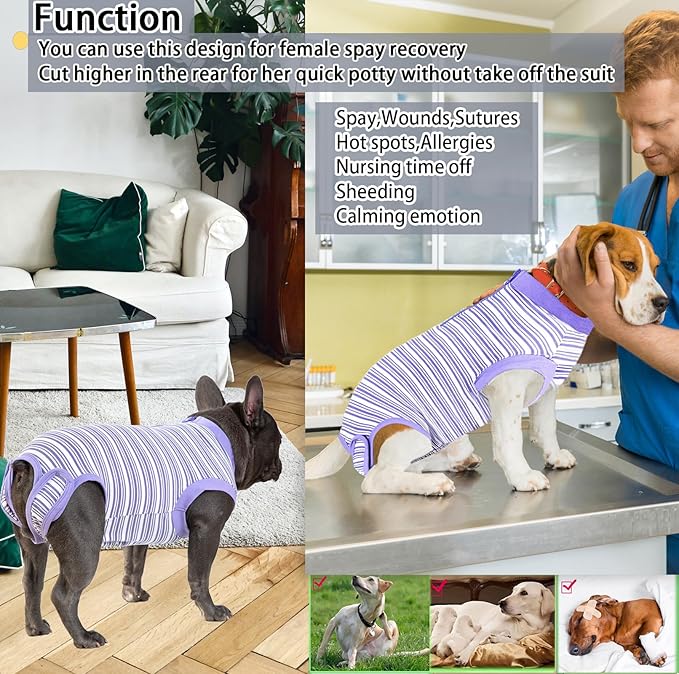 Recovery Suit for Dogs,Dog Cone Alternative Zipper Surgery Suit Female Spay,Soft Dog Surgery Suit for Anti Licking,Breathable Surgical Suit for Dogs Female Spay