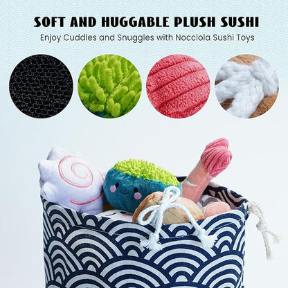 Nocciola 10 PC Sushi Squeaky Small Dog Toys, Cute Stuffed Puppy Toys with Bag, Plush Dog Squeaky Toy for Small Medium to Keep Them Busy