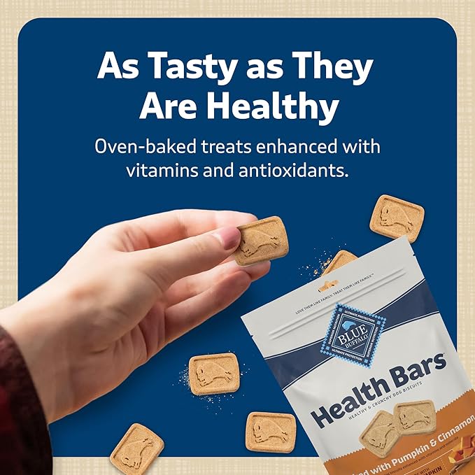 Blue Buffalo Health Bars Crunchy Dog Biscuits, Oven-Baked with Natural Ingredients, Pumpkin & Cinnamon, 16-oz Bag (Pack of 2)