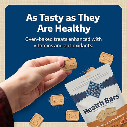 Blue Buffalo Health Bars Crunchy Dog Biscuits, Oven-Baked with Natural Ingredients, Pumpkin & Cinnamon, 16-oz Bag (Pack of 2)