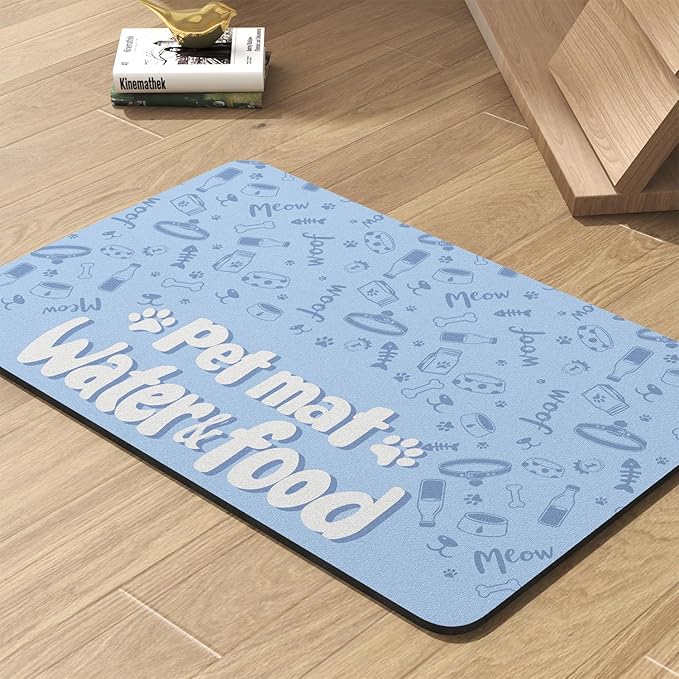 Pet Feeding Mat-Absorbent Dog Mat for Food and Water Bowl-No Stains Quick Dry Dog Water Dispenser Mat