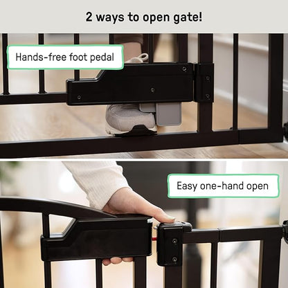 Ingenuity Easy Open Baby Gate & Dog Gate, Hands-Free Open Patent-Pending Foot Pedal, 27.5"-52" Wide, 28" Tall, Hardware or Pressure Mounted, Install in Doorway, Bottom of Stairs, or Wall - Espresso