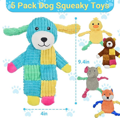 LECHONG 5Pcs Squeaky Dog Toys, Large Crinkle Dog Toys for Large Medium and Small Dogs, Puppy Toys to Keep Them Busy Great Value Dog Toy Bundle