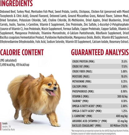 Nulo Freestyle Small Breed Dog Food Dry - Beef & Sweet Potato, Puppy & Adult Grain Free Dog Food, Natural, High Protein, Smaller Sized Kibble with BC30 Probiotic for Healthy Digestion Support, 14lb