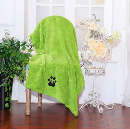 Dogvingpk Extra Large Dog Towel - Pack of 2 - Super Absorbent Soft Microfiber Pet Bath Grooming Towels for Drying Dogs and Other Pets (XL-55" * 36", Green and Brown)