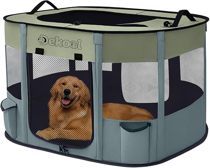 Foldable Pet Dog Playpen, Portable Dog Crate for Puppies, Cat, Rabbit, Puppy Play Pen for Indoors, Kennel Tent Crate for Indoor Outdoor Travel Camping Use with Carrying Case (Green, XS)