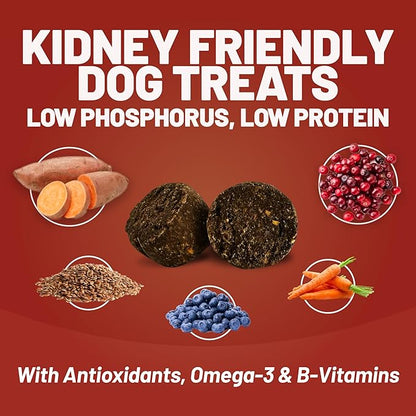 Dave's Pet Food Kidney Dog Treat for Renal Diet, Semi-Moist Sweet Potato Treats, Low Phosphorus Chewy Treats, Kidney Support for Dogs, Complements Friendly Dog Food (2 Pack)