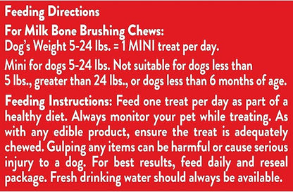 Milk-Bone Brushing Chews Original Chicken Flavor Daily Dental Dog Treats, Mini, 7.1 Oz. Bag (Pack of 5)