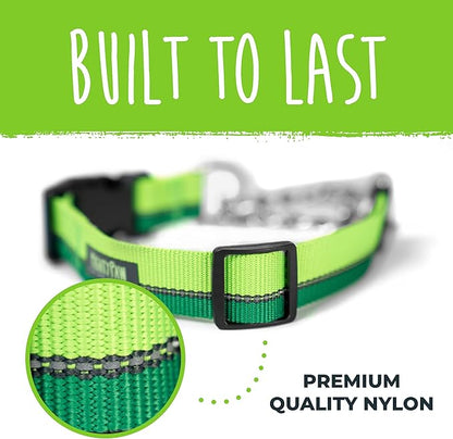 Mighty Paw Martingale Dog Collar 2.0 | Trainer Approved Limited Slip Collar with Stainless Steel Chain & Heavy Duty Buckle - Modified Cinch for Gentle & Effective Pet Training - S/M, Green