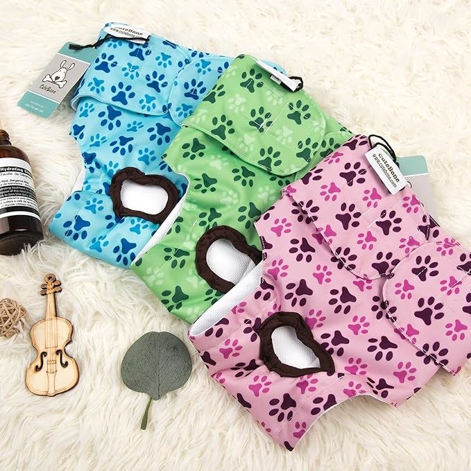 CuteBone Dog Diapers Female Washable Small Medium Large 3 Pack Reusable Doggie Diapers Puppy Period Pants for Doggy Heat Cycle Peeing