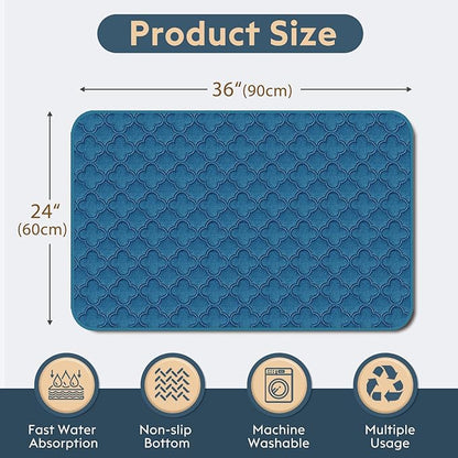 FunFurry Washable Pee Pads for Dogs - 2 Pack Reusable Pee Pads，Waterproof Puppy Pads，Pet Training Pads，Super Absorbent with Dog Paw Shape Non-Slip Backing (Blue, 24" X 36" - 2 Pack)