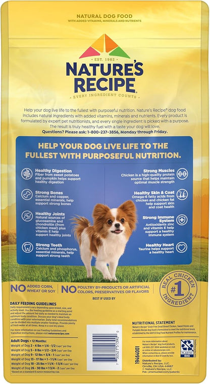 Nature's Recipe Grain Free Dog Food, Chicken | Small Breed | Sweet Potato & Pumpkin | 4 lb Bag | Pack of 2