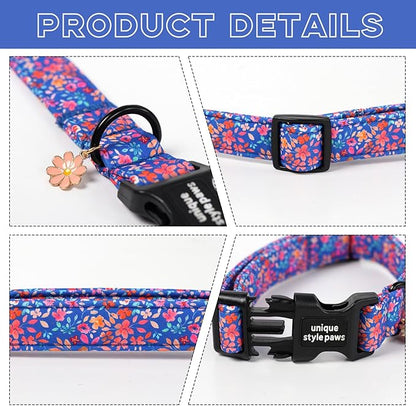 Unique style paws Dog Collar Plastic Buckle with Pendant Puppy Collar for Spring Summer Floral for Small Medium Large Boys Girls Dogs