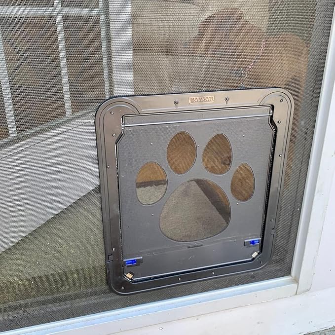 PETLESO Dog Door for Screen Door, Pet Door for Screen Lockable Pet Sliding Door for Small to Large Dogs, Inner Size 12"×14"