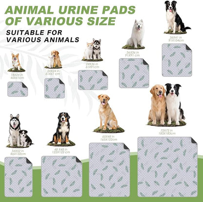 WanpeeGoo Washable Pee Pads for Dogs, 1Pack Reusable Puppy Pads, Super Absorbent & Leakproof Dog Pads, Anti-Slip Dog Pee Pads for Puppy Training & Incontinence, Leaf Pattern 65"x48"