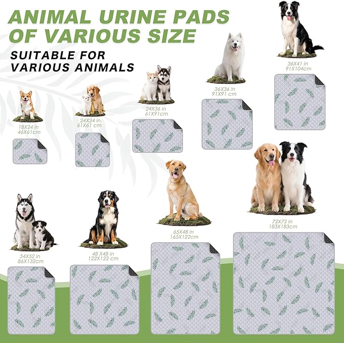 WanpeeGoo Washable Pee Pads for Dogs, 2Pack Reusable Puppy Pads, Super Absorbent & Leakproof Dog Pads, Anti-Slip Dog Pee Pads for Puppy Training & Incontinence, Leaf Pattern 24"x36"